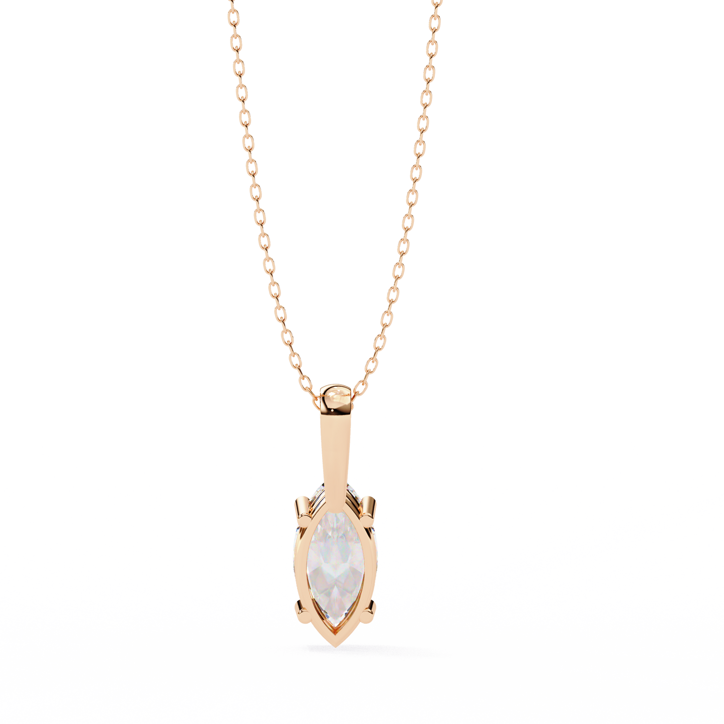 0.90 CT Marquise Lab-Grown Diamond Solitaire Pendant Necklace in 14K Gold & Platinum