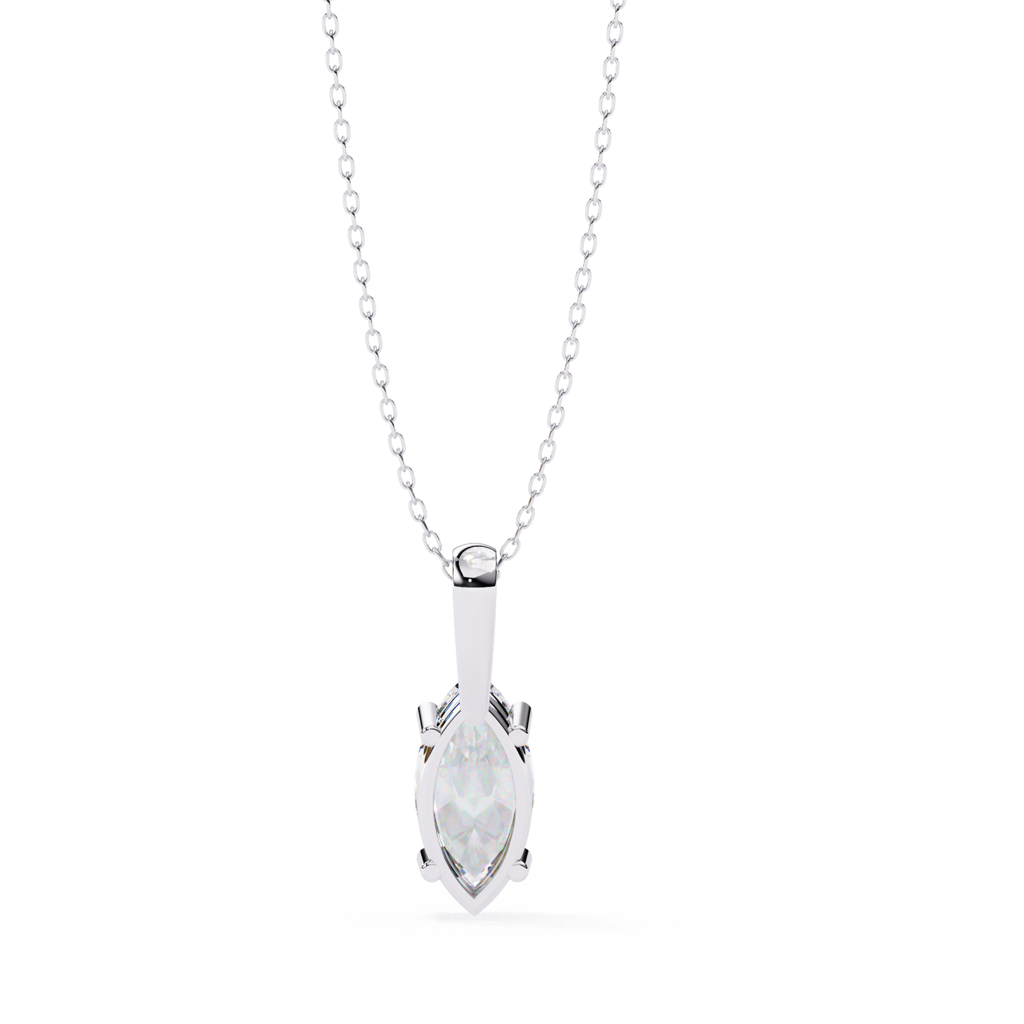 0.90 CT Marquise Lab-Grown Diamond Solitaire Pendant Necklace in 14K Gold & Platinum