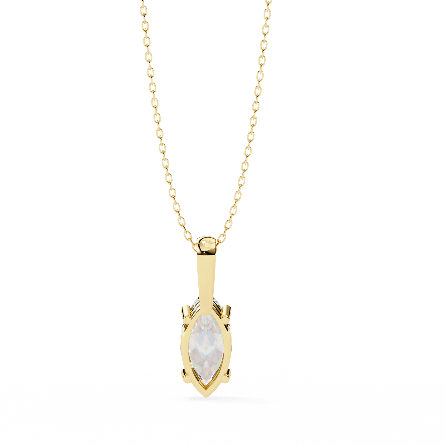 0.90 CT Marquise Lab-Grown Diamond Solitaire Pendant Necklace in 14K Gold & Platinum