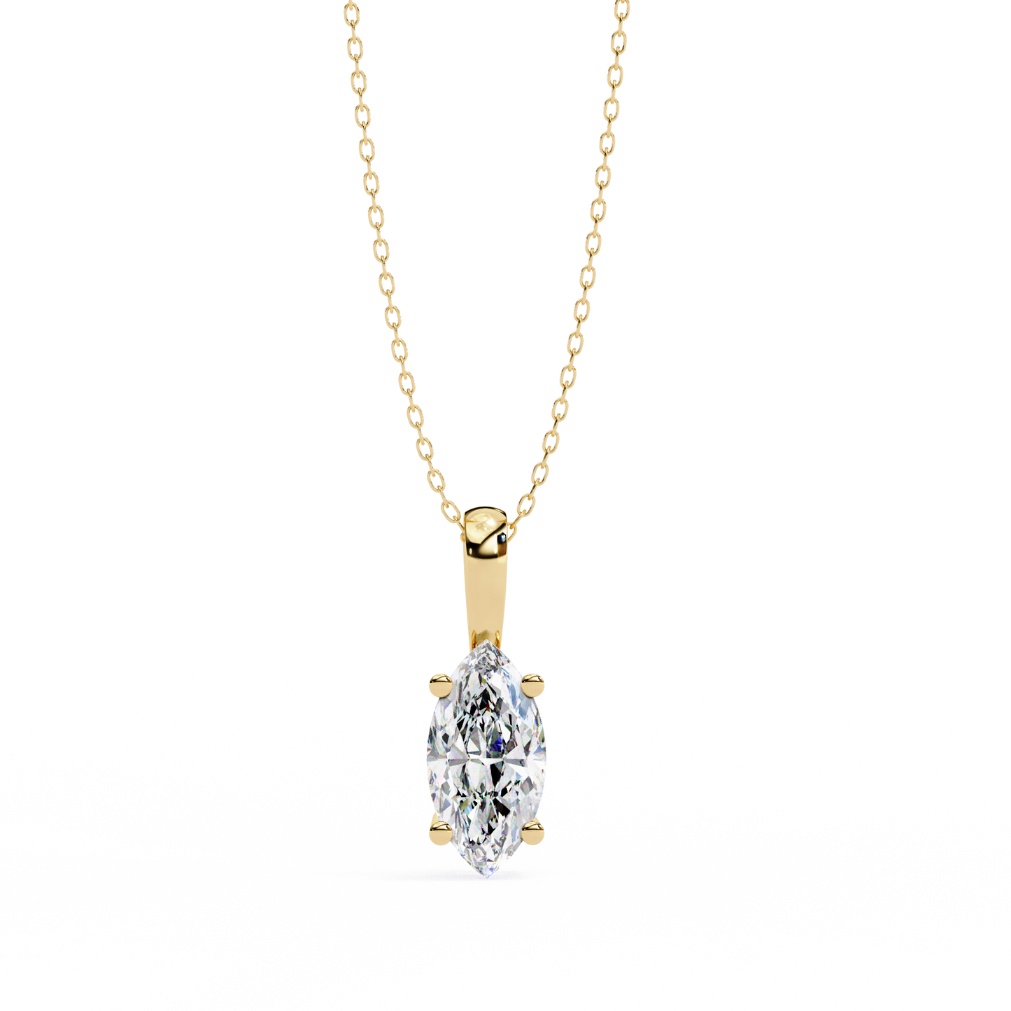 0.90 CT Marquise Lab-Grown Diamond Solitaire Pendant Necklace in 14K Gold & Platinum