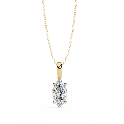 0.90 CT Marquise Lab-Grown Diamond Solitaire Pendant Necklace in 14K Gold & Platinum