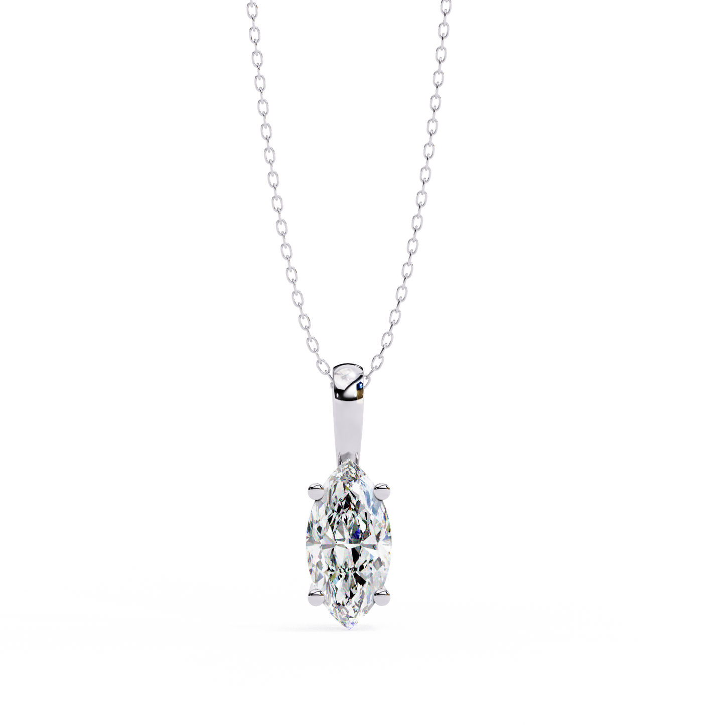 0.90 CT Marquise Lab-Grown Diamond Solitaire Pendant Necklace in 14K Gold & Platinum