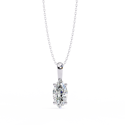 0.90 CT Marquise Lab-Grown Diamond Solitaire Pendant Necklace in 14K Gold & Platinum