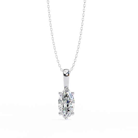 0.90 CT Marquise Lab-Grown Diamond Solitaire Pendant Necklace in 14K Gold & Platinum