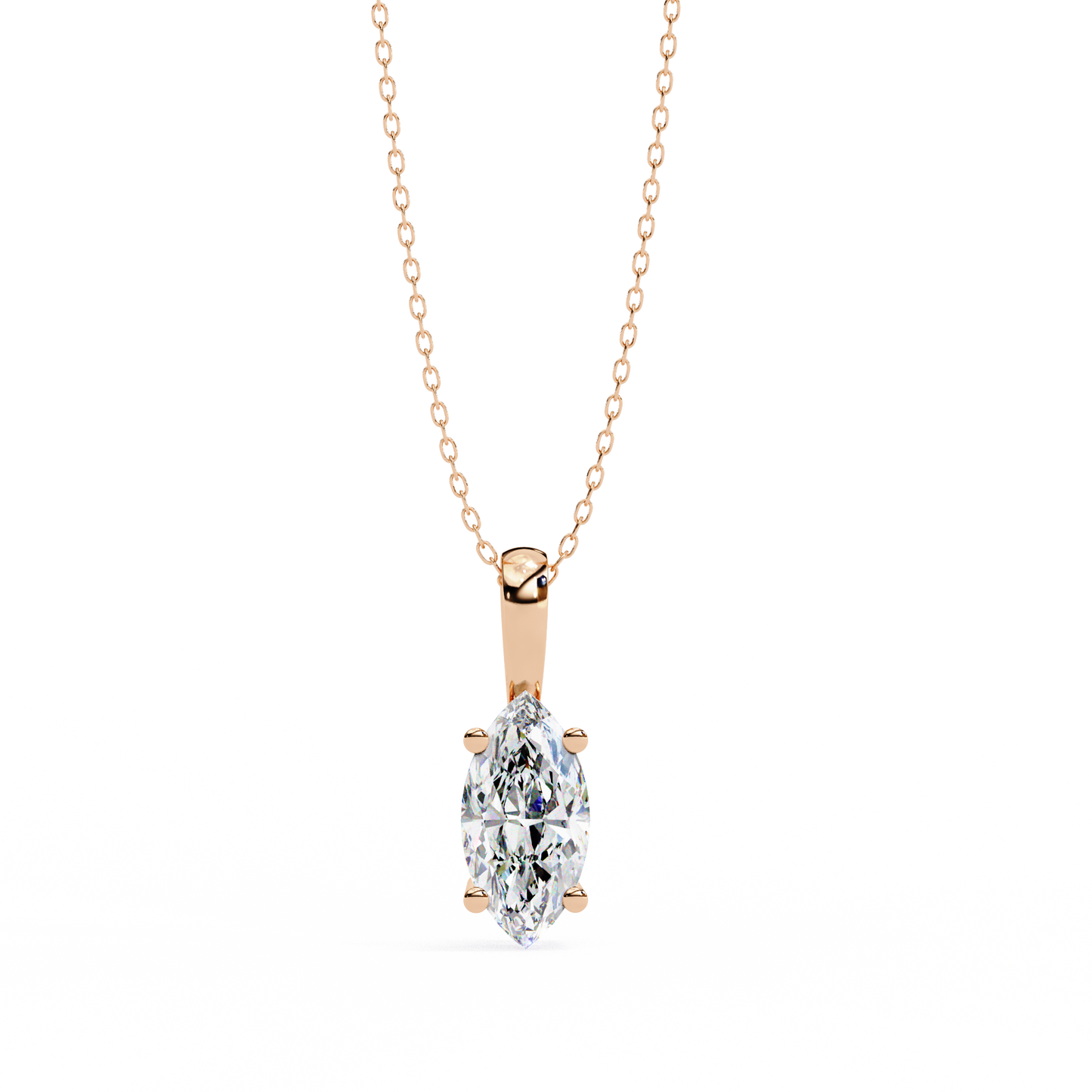 0.90 CT Marquise Lab-Grown Diamond Solitaire Pendant Necklace in 14K Gold & Platinum