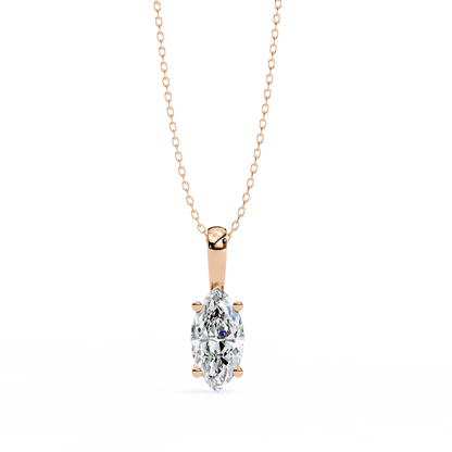0.90 CT Marquise Lab-Grown Diamond Solitaire Pendant Necklace in 14K Gold & Platinum