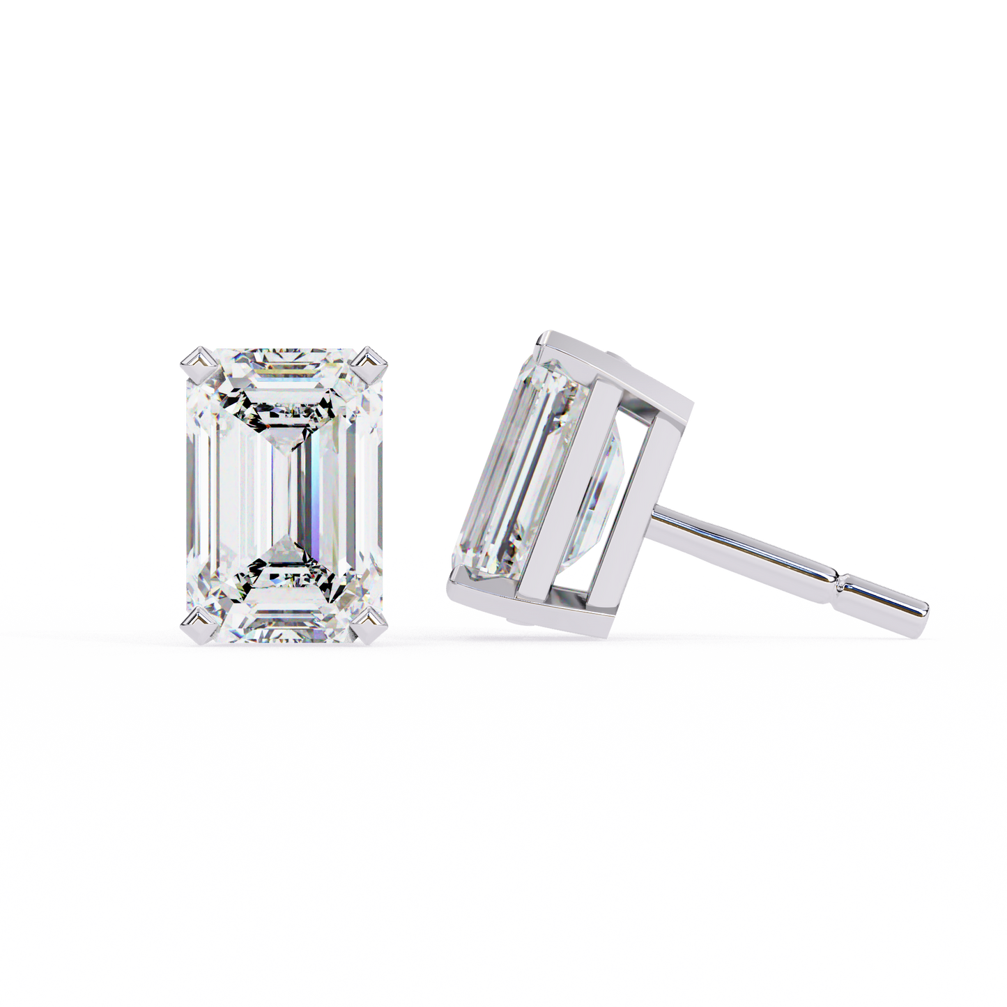 2.39 CTW Emerald-Cut Lab-Grown Diamond Stud Earrings in 14K Gold