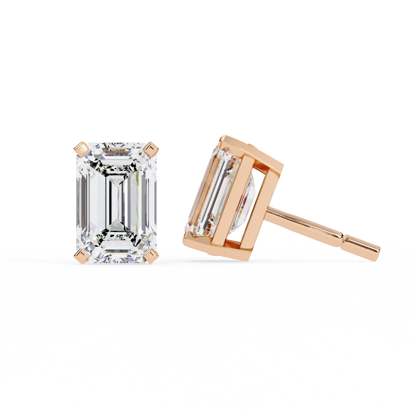2.39 CTW Emerald-Cut Lab-Grown Diamond Stud Earrings in 14K Gold