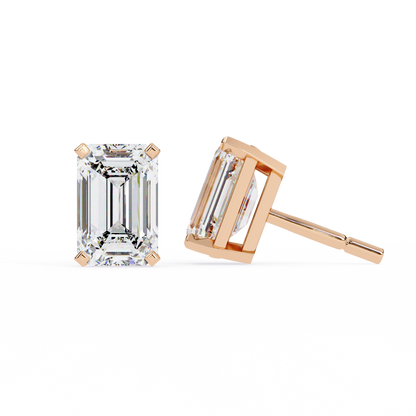 2.39 CTW Emerald-Cut Lab-Grown Diamond Stud Earrings in 14K Gold