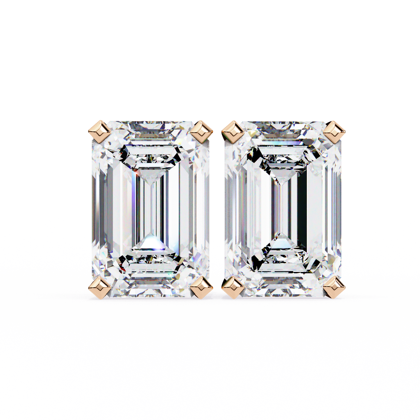 2.39 CTW Emerald-Cut Lab-Grown Diamond Stud Earrings in 14K Gold