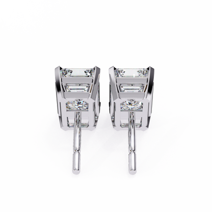 2.39 CTW Emerald-Cut Lab-Grown Diamond Stud Earrings in 14K Gold