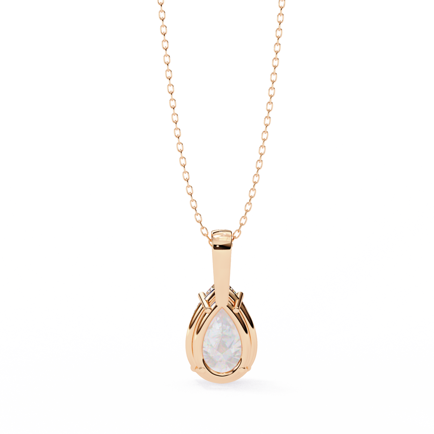 2.10 CT Pear Lab-Grown Diamond Solitaire Pendant Necklace in 14K Gold & Platinum