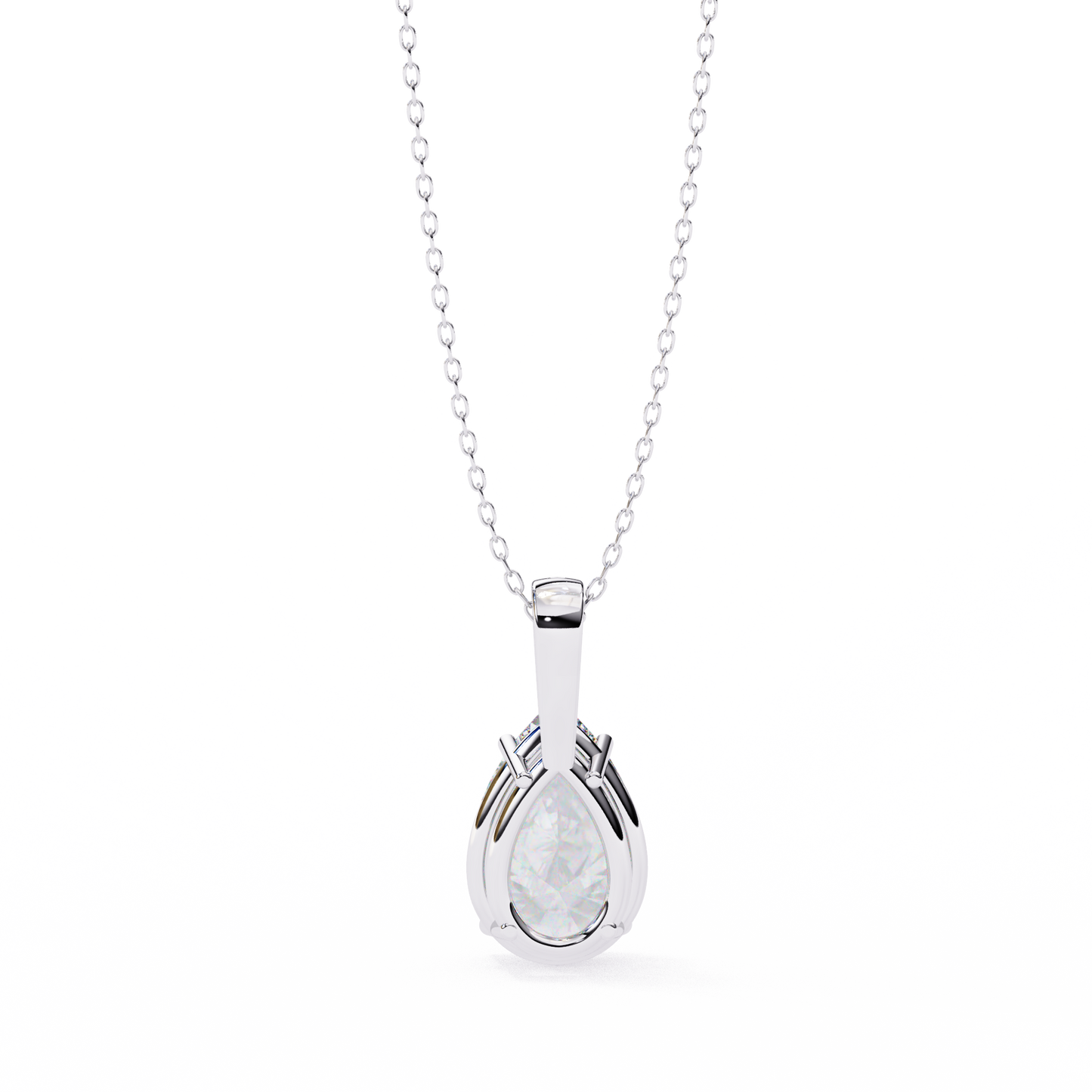 2.10 CT Pear Lab-Grown Diamond Solitaire Pendant Necklace in 14K Gold & Platinum