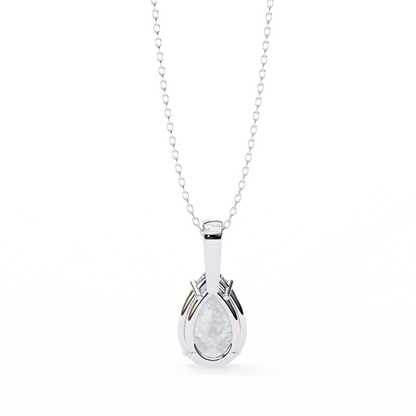 2.10 CT Pear Lab-Grown Diamond Solitaire Pendant Necklace in 14K Gold & Platinum
