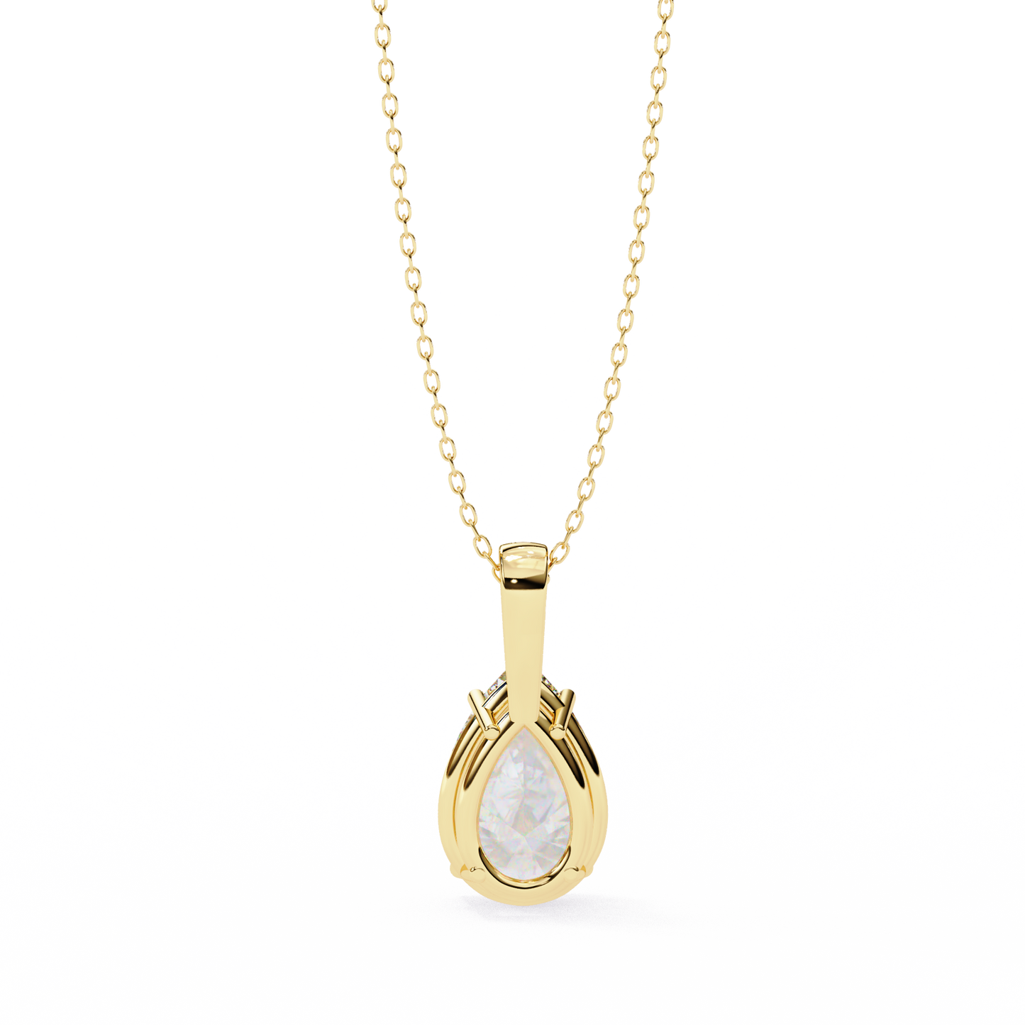 2.10 CT Pear Lab-Grown Diamond Solitaire Pendant Necklace in 14K Gold & Platinum