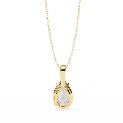 2.10 CT Pear Lab-Grown Diamond Solitaire Pendant Necklace in 14K Gold & Platinum