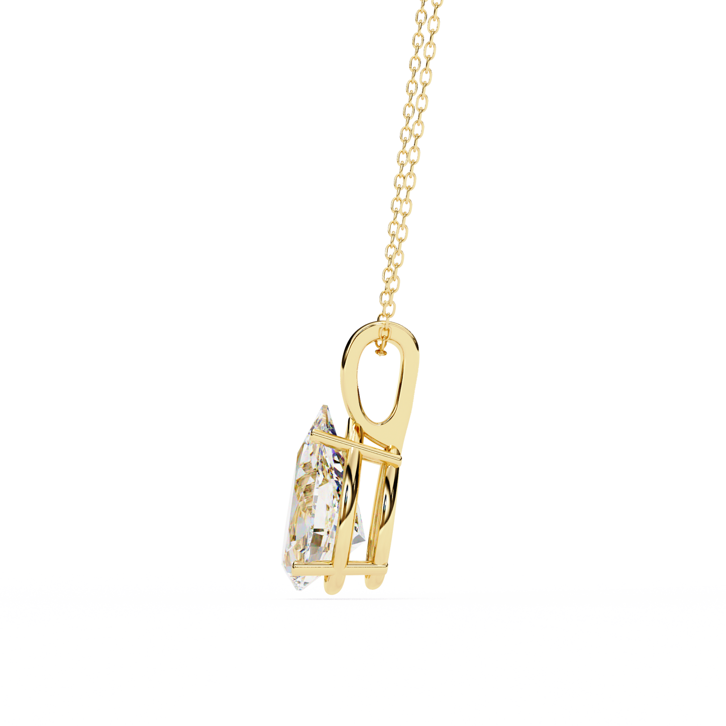 2.10 CT Pear Lab-Grown Diamond Solitaire Pendant Necklace in 14K Gold & Platinum