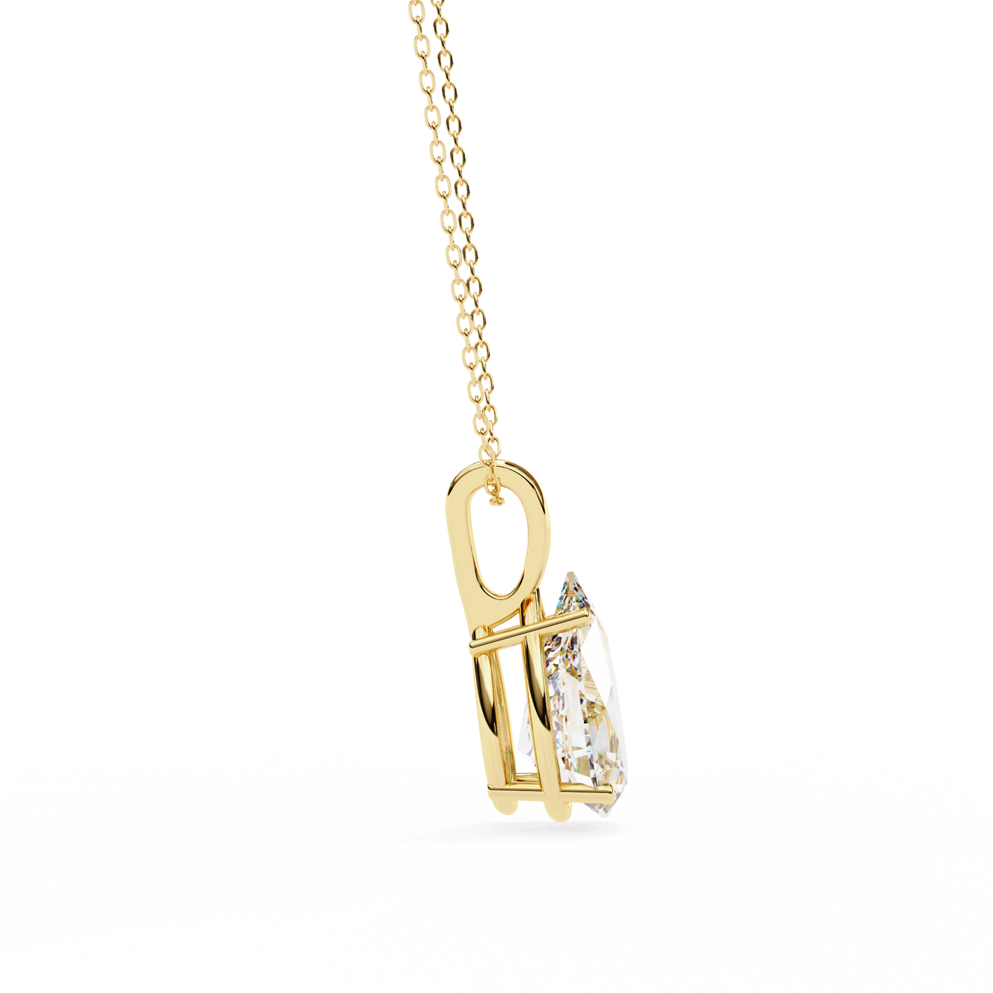 2.10 CT Pear Lab-Grown Diamond Solitaire Pendant Necklace in 14K Gold & Platinum