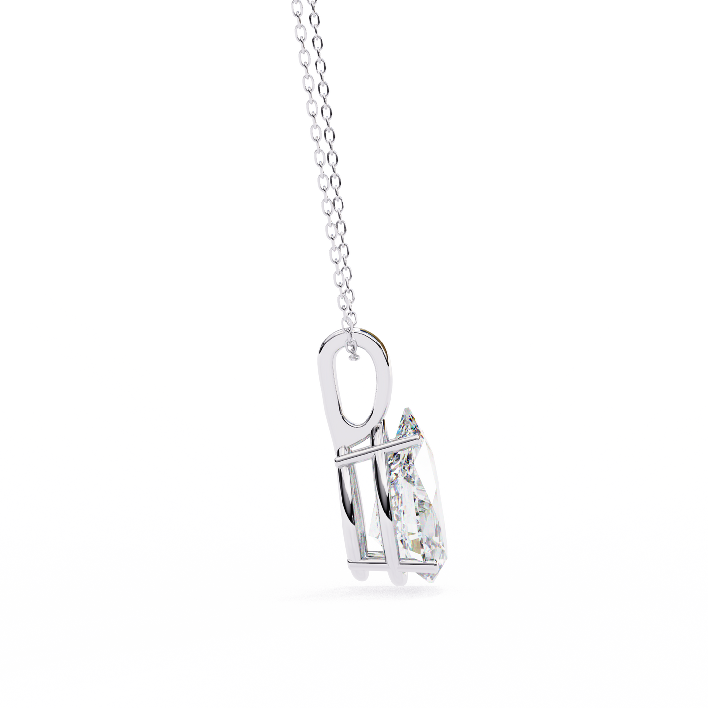 2.10 CT Pear Lab-Grown Diamond Solitaire Pendant Necklace in 14K Gold & Platinum