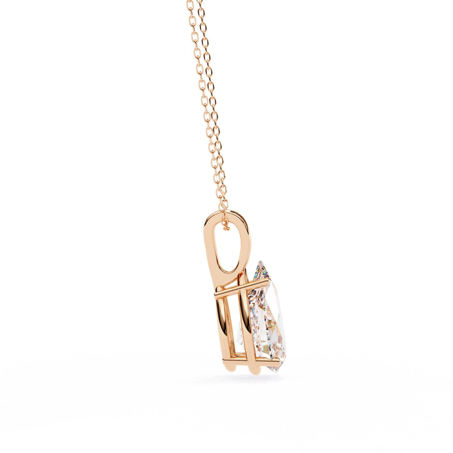 2.10 CT Pear Lab-Grown Diamond Solitaire Pendant Necklace in 14K Gold & Platinum