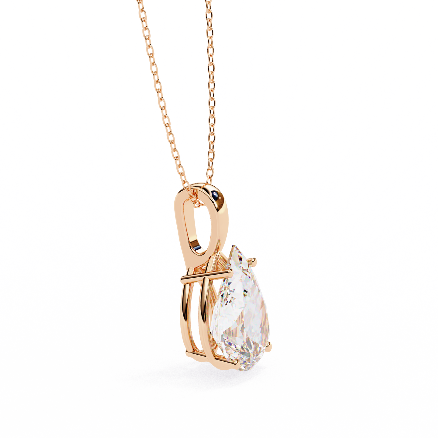 2.10 CT Pear Lab-Grown Diamond Solitaire Pendant Necklace in 14K Gold & Platinum