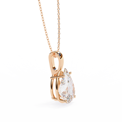 2.10 CT Pear Lab-Grown Diamond Solitaire Pendant Necklace in 14K Gold & Platinum