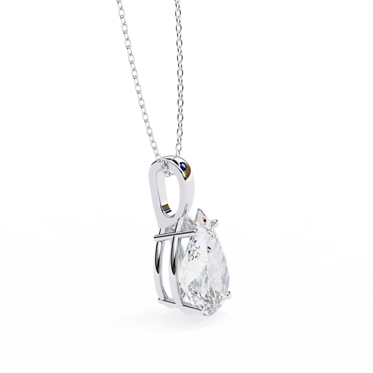2.10 CT Pear Lab-Grown Diamond Solitaire Pendant Necklace in 14K Gold & Platinum