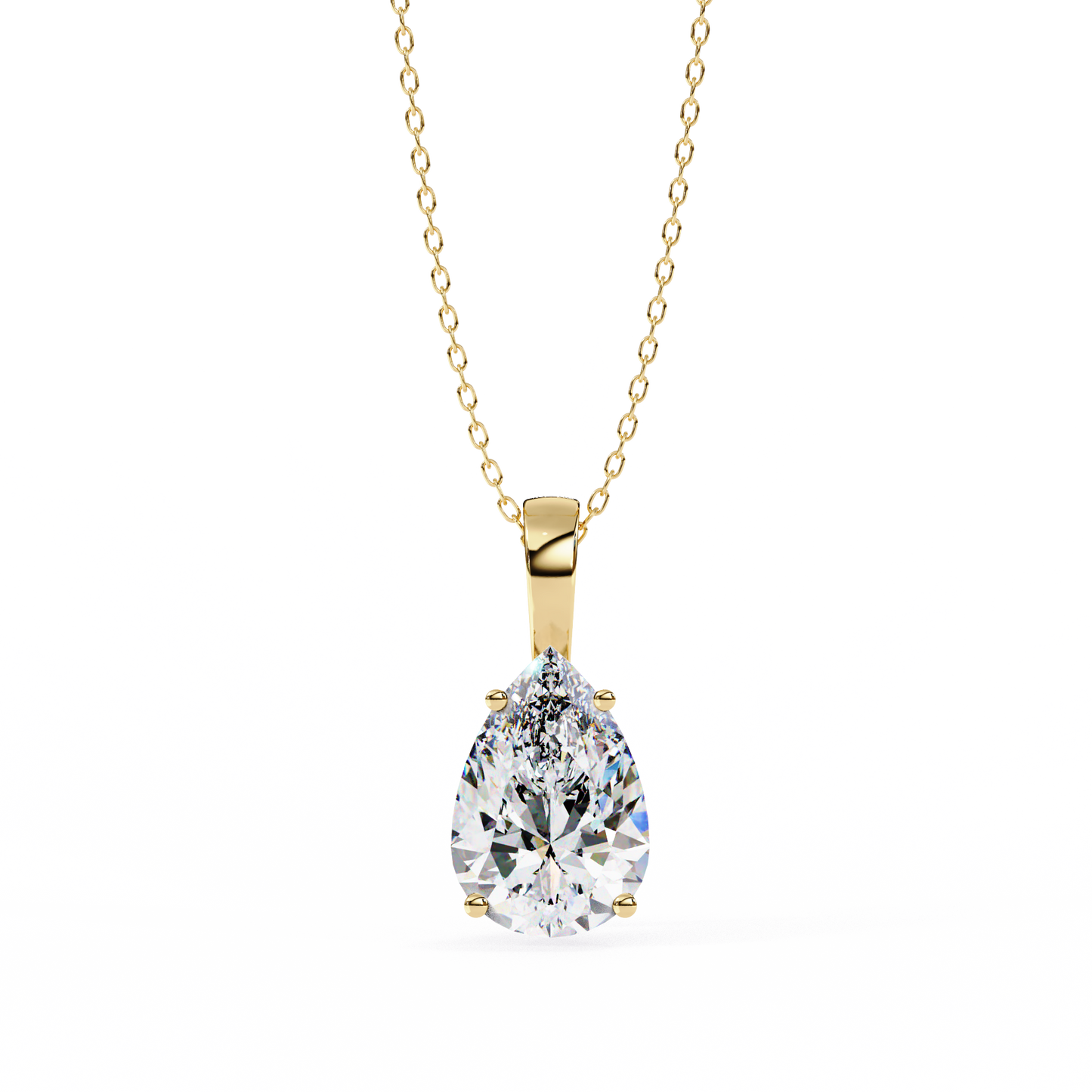 2.10 CT Pear Lab-Grown Diamond Solitaire Pendant Necklace in 14K Gold & Platinum