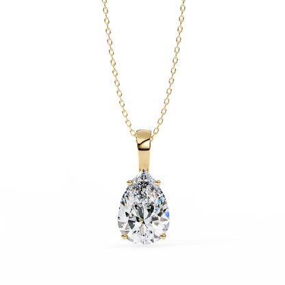 2.10 CT Pear Lab-Grown Diamond Solitaire Pendant Necklace in 14K Gold & Platinum