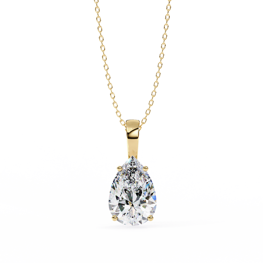 2.10 CT Pear Lab-Grown Diamond Solitaire Pendant Necklace in 14K Gold & Platinum