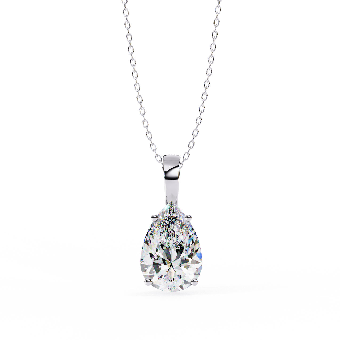 2.10 CT Pear Lab-Grown Diamond Solitaire Pendant Necklace in 14K Gold & Platinum