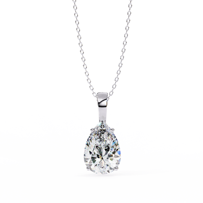 2.10 CT Pear Lab-Grown Diamond Solitaire Pendant Necklace in 14K Gold & Platinum