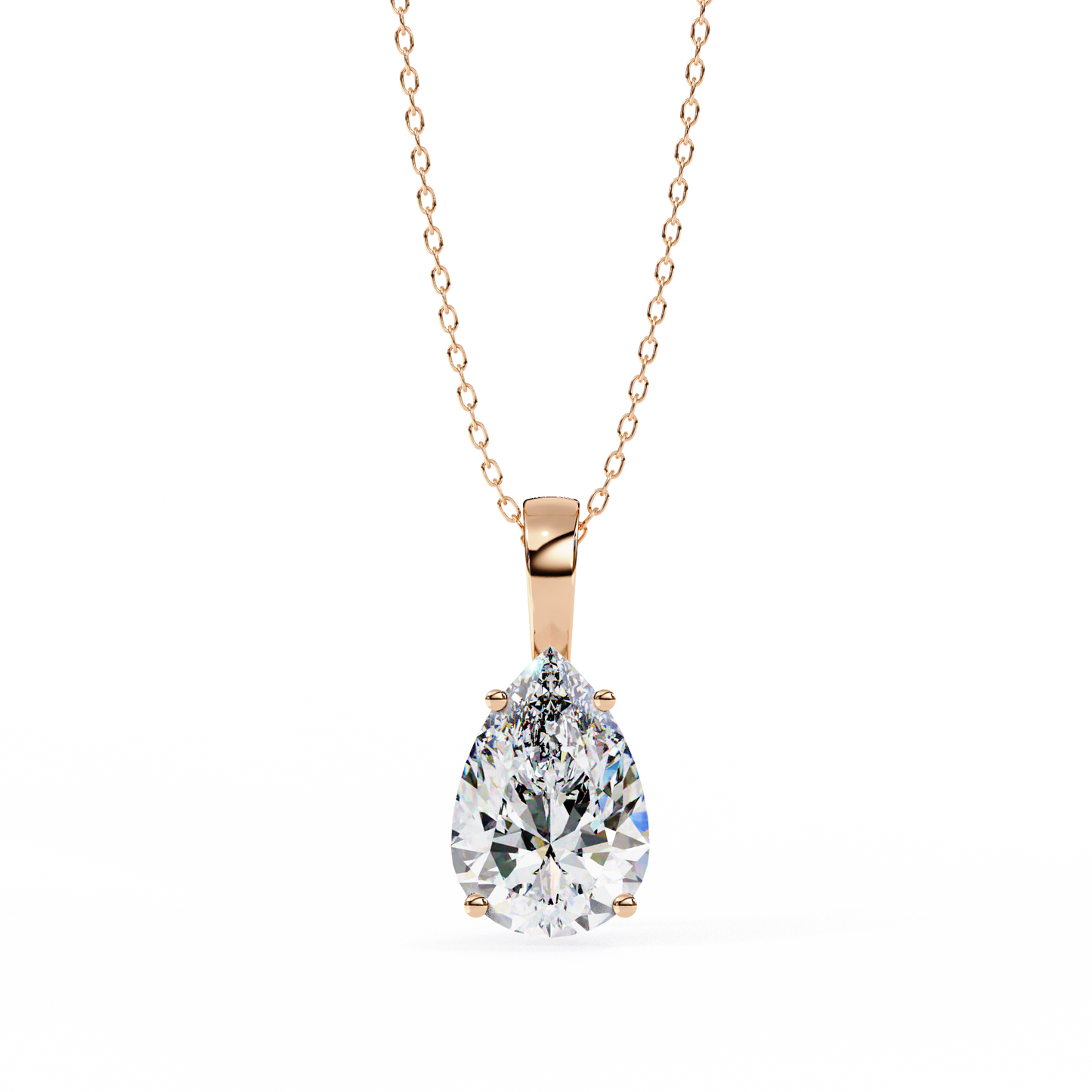 2.10 CT Pear Lab-Grown Diamond Solitaire Pendant Necklace in 14K Gold & Platinum