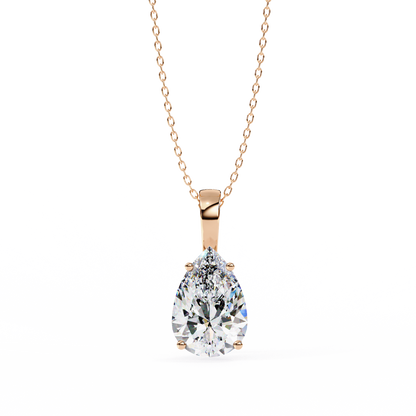 2.10 CT Pear Lab-Grown Diamond Solitaire Pendant Necklace in 14K Gold & Platinum