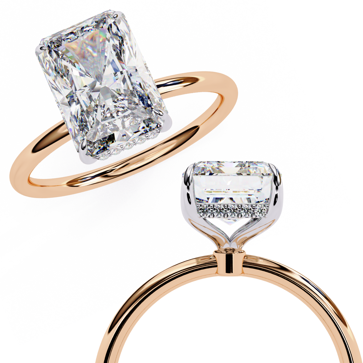 2.53 CTW Radiant-Cut Lab-Grown Diamond Hidden Halo Solitaire Engagement Ring in 14K Gold