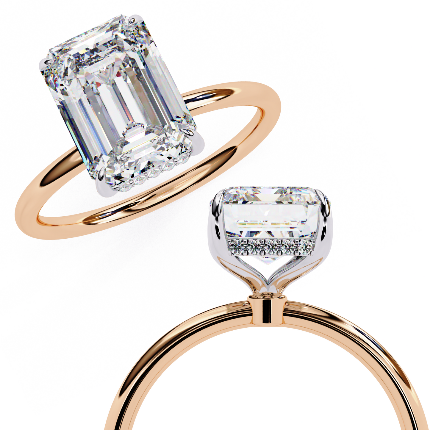 2.62 CTW Emerald-Cut Lab-Grown Diamond Hidden Halo Solitaire Engagement Ring in 14K Gold