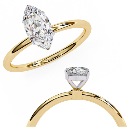 1.00 CT Marquise-Cut Lab-Grown Diamond Solitaire Engagement Ring in 14K Gold