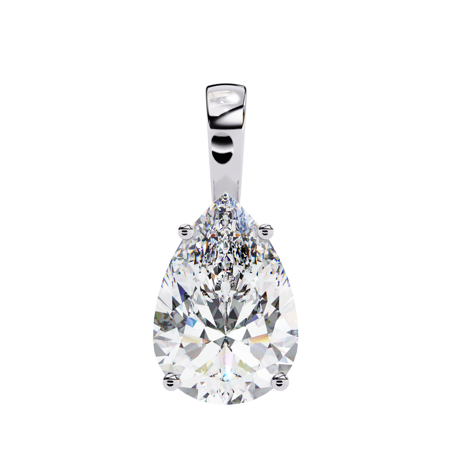 2.10 CT Pear Lab-Grown Diamond Solitaire Pendant Necklace in 14K Gold & Platinum