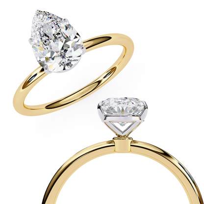 1.00 CT Pear-Cut Lab-Grown Diamond Solitaire Engagement Ring in 14K Gold
