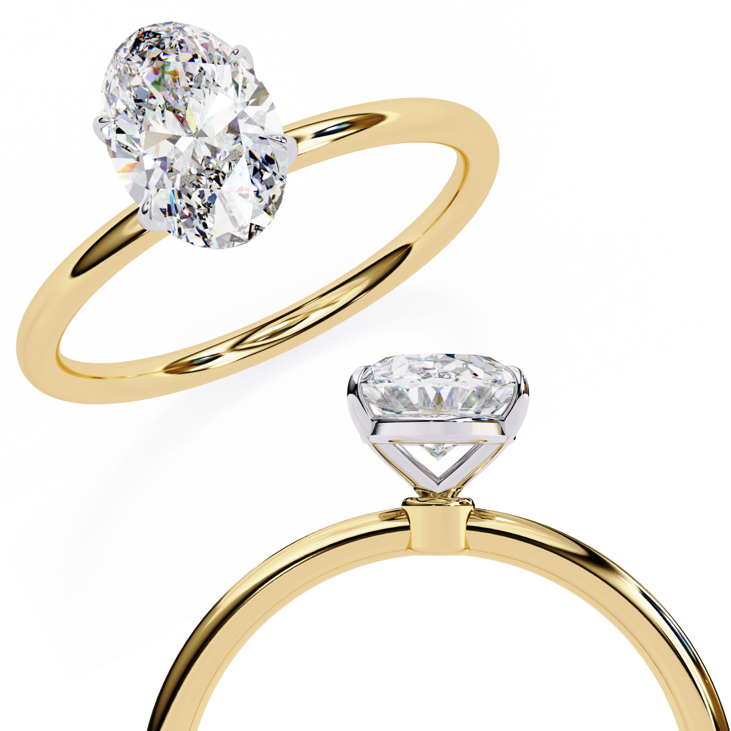 1.00 CT Oval-Cut Lab-Grown Diamond Solitaire Engagement Ring in 14K Gold