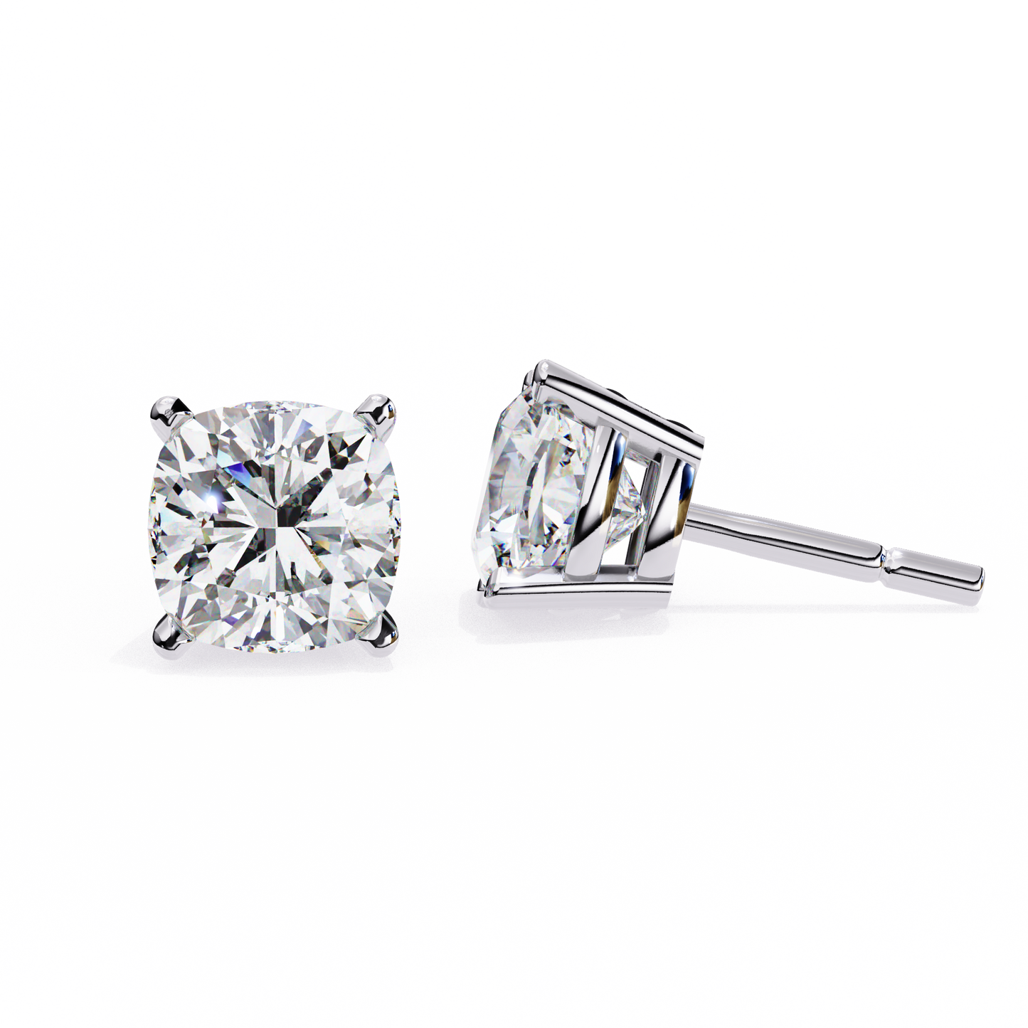 2.33 CTW Cushion-Cut Lab-Grown Diamond Stud Earrings in 14K Gold