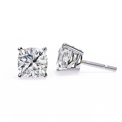 2.33 CTW Cushion-Cut Lab-Grown Diamond Stud Earrings in 14K Gold