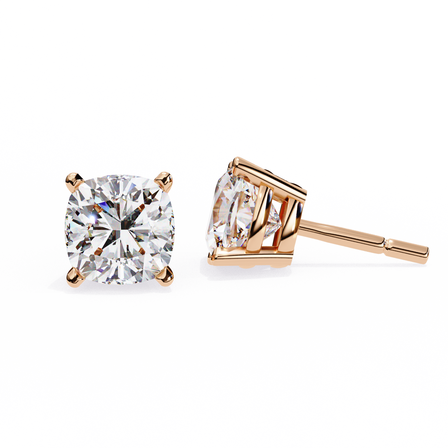 2.33 CTW Cushion-Cut Lab-Grown Diamond Stud Earrings in 14K Gold