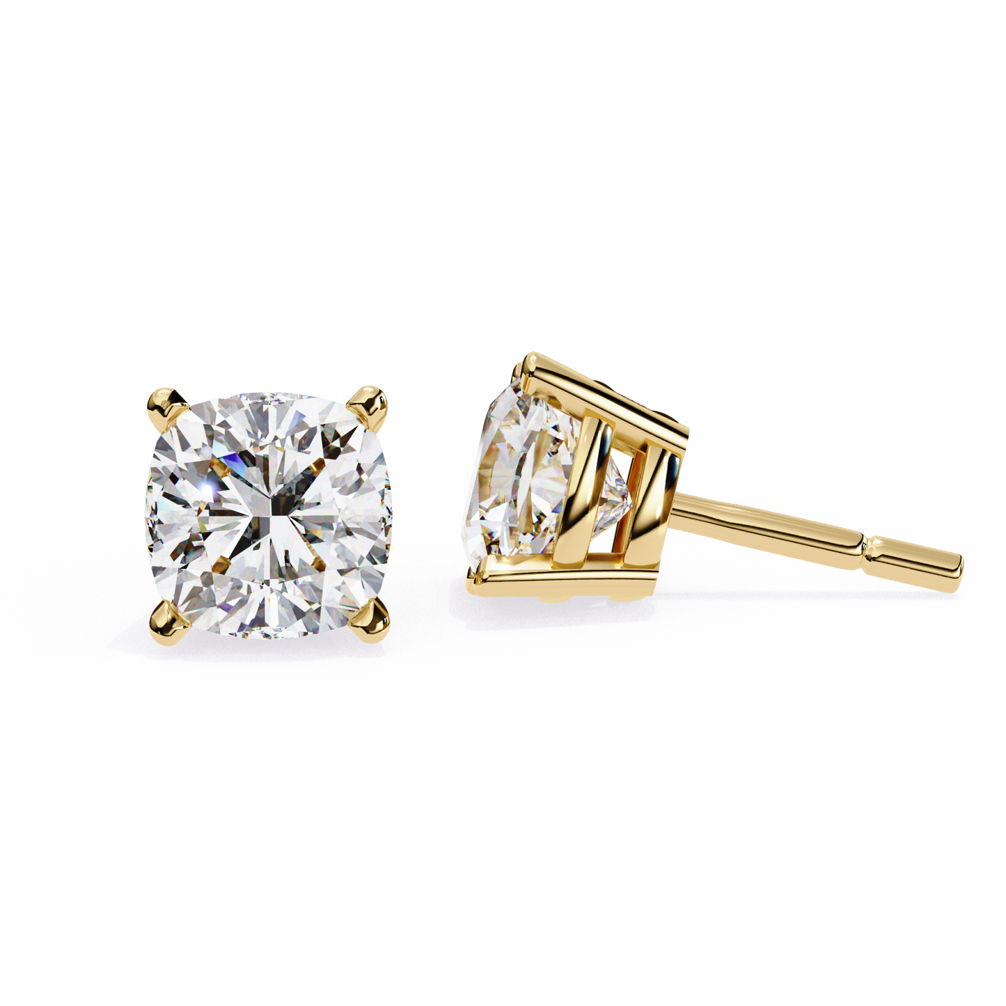 2.33 CTW Cushion-Cut Lab-Grown Diamond Stud Earrings in 14K Gold