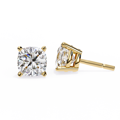 2.33 CTW Cushion-Cut Lab-Grown Diamond Stud Earrings in 14K Gold