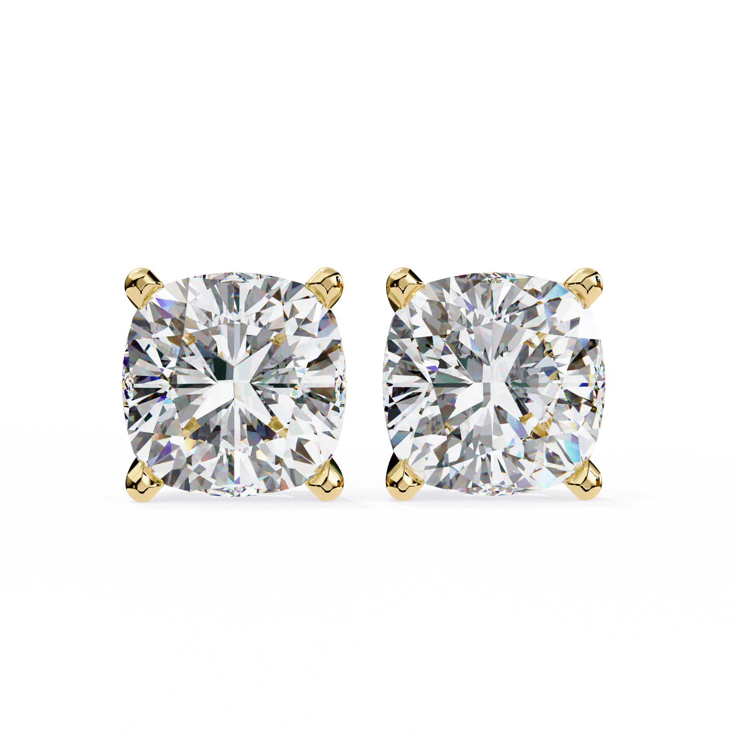 2.33 CTW Cushion-Cut Lab-Grown Diamond Stud Earrings in 14K Gold