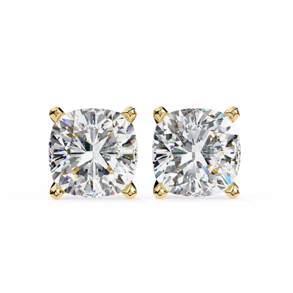 2.33 CTW Cushion-Cut Lab-Grown Diamond Stud Earrings in 14K Gold