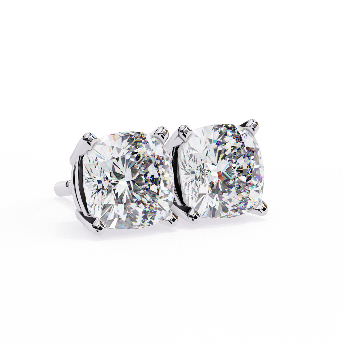 2.33 CTW Cushion-Cut Lab-Grown Diamond Stud Earrings in 14K Gold
