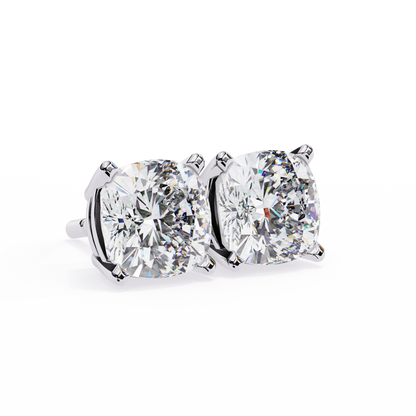 2.33 CTW Cushion-Cut Lab-Grown Diamond Stud Earrings in 14K Gold