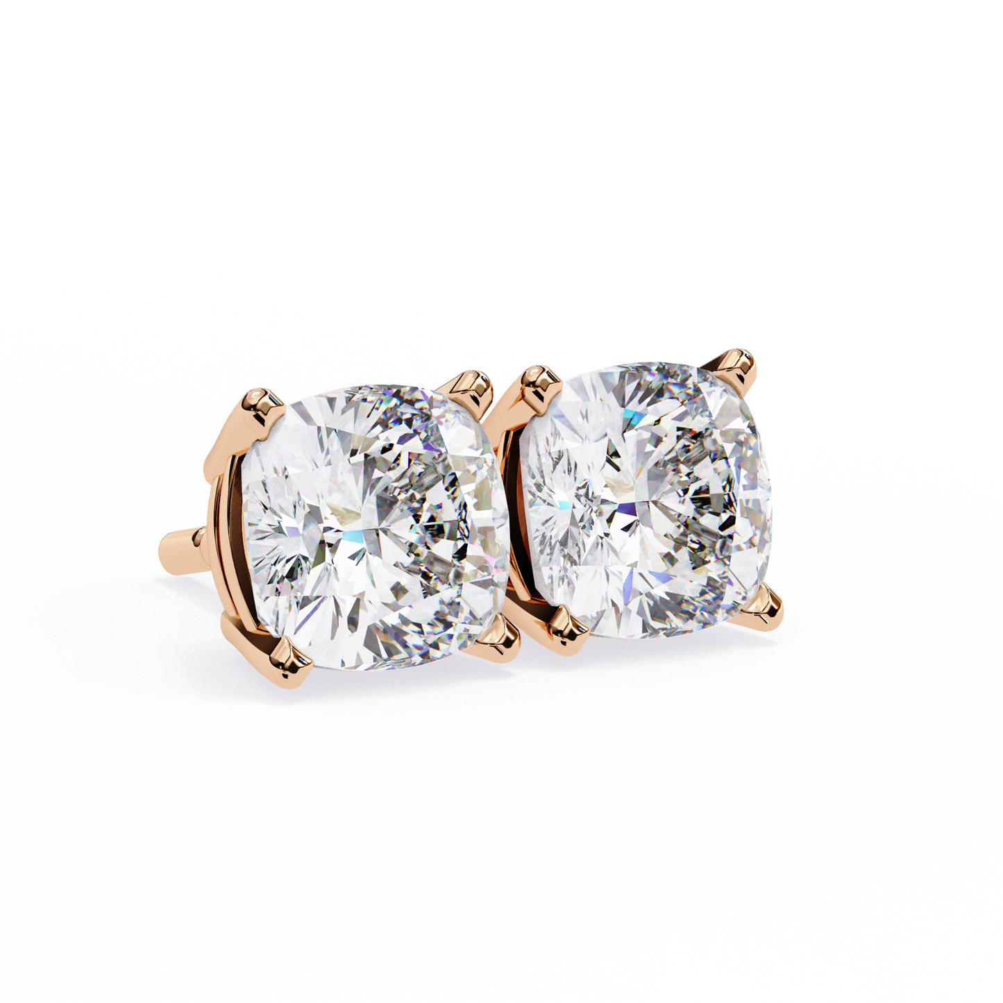 2.33 CTW Cushion-Cut Lab-Grown Diamond Stud Earrings in 14K Gold